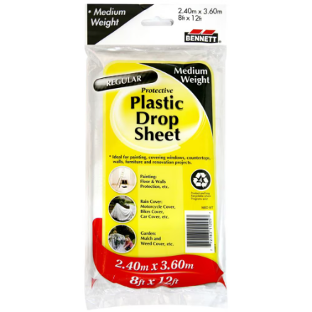 BENNETT 8 ft. x 12 ft. Medium Weight Plastic Drop Sheet